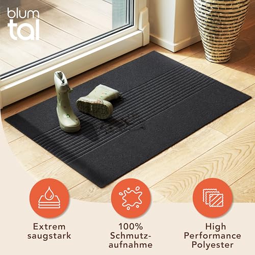 Blumtal Fußmatte 70x120 cm - rutschfeste Schmutzfangmatte - Fußabtreter mit Muster - Fußmatten Haustür - Türmatte aus Polyester - Fußmatte innen/Schmutzfangmatte außen/Floor Mat Dunkelgrau