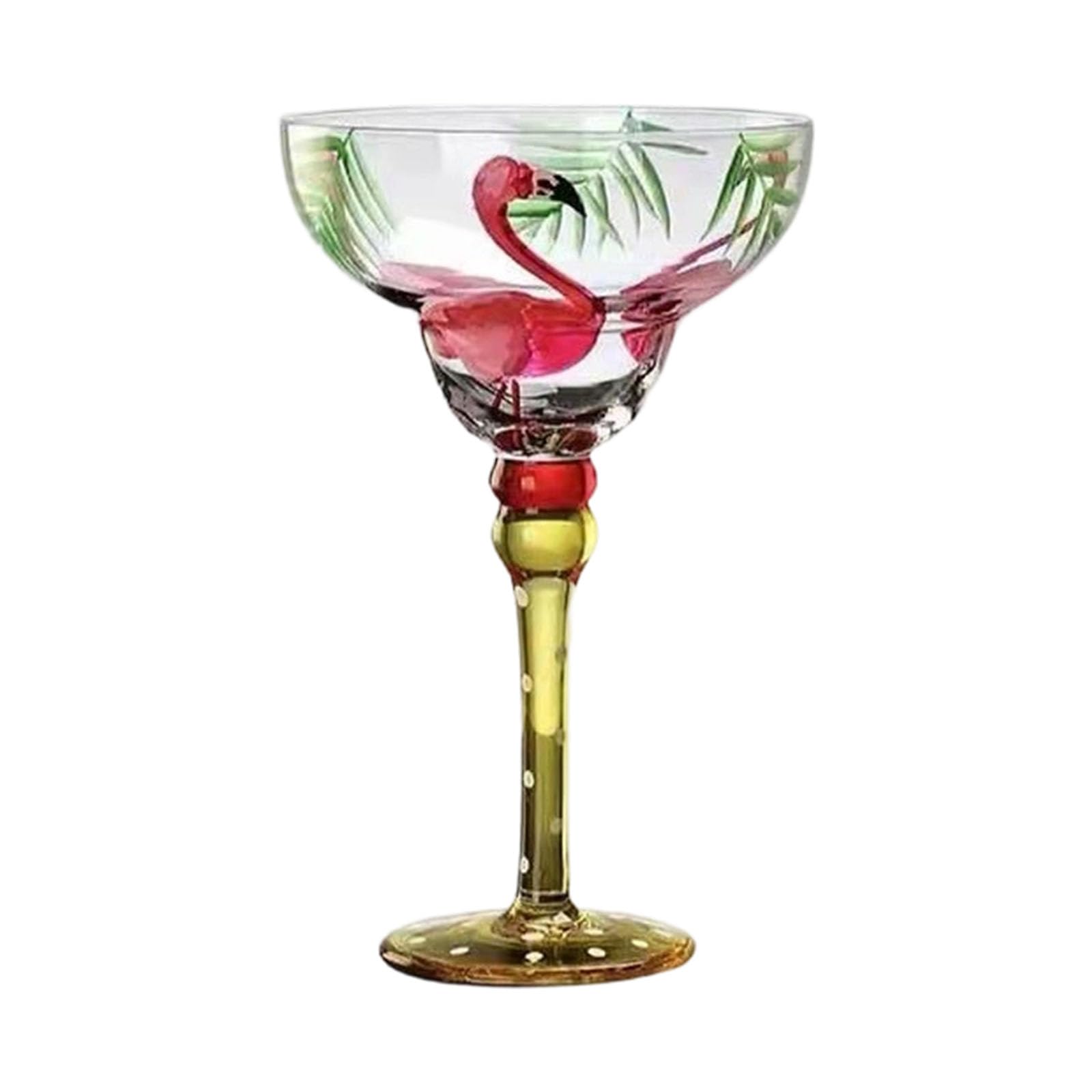 Osniyaw Flamingo Margarita Glass, Hand Painted Mexican Glasses For Martinis, Wine, Champagne Glasses, Cocktail Drinkware For Party Decorations, Mexican Drinkware