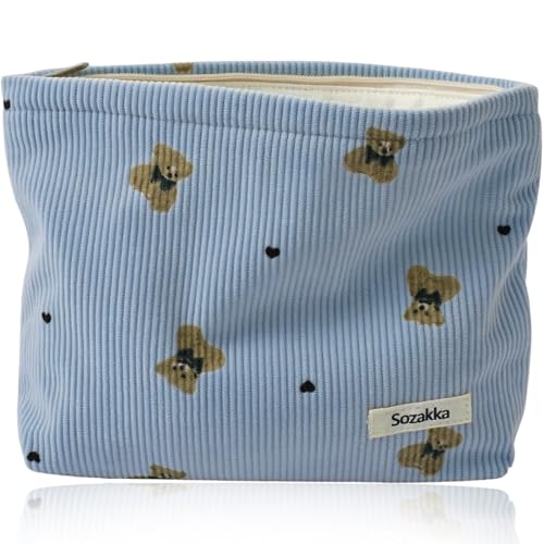 CATOR Kosmetiktasche Damen Kleine Make up Tasche Schminktasche Kulturbeutel Makeup Bag Reise mit Reißverschluss für Frauen Mädchen(Kleiner Bär, Blau)