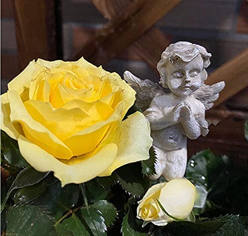 Sculpture ange extérieur en résine fleurie pour sublimer votre cour