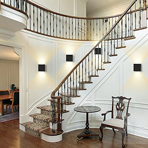 2PCS Applique Murale Intérieur, ShuBel Appliques LED d'intérieur, 10W Applique Murale décorative 3000K blanc chaud, Applique murale moderne pour chambre à coucher, salon, hôtel, escalier, allée(noir) - Image 4