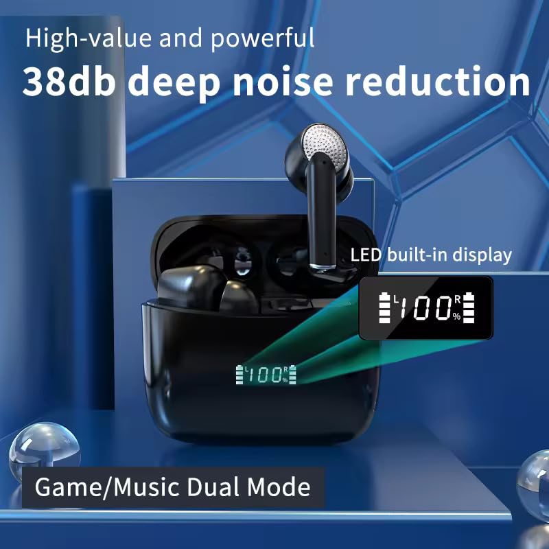 Wireless Earbuds, J8 Pro Bluetooth 5.3 Ear Buds with ANC+ENC Noise Cancelling Mic, Deep Bass Stereo Wireless Headphones - Image 2