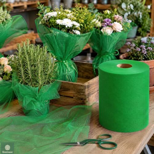 Image of Classic Green Tulle Fabric Roll 6 Inch x 100 Yards Tulle Ribbon