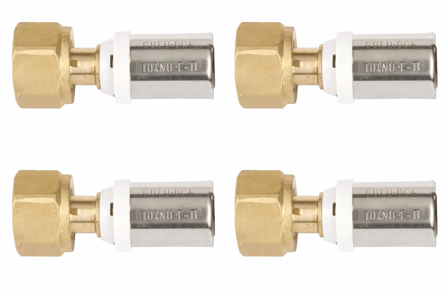 Set di 4 - Raccordo multistrato a crimpare, attacco femmina dado libero Ø20 x 2,0-3/4"