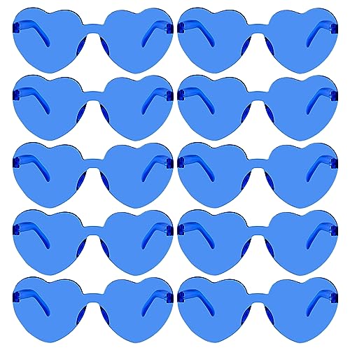 Fengek 10 Pcs Heart Shape Sunglasses Frameless Transparent Glasses Party Favors for Women