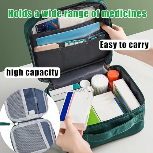 Image of ARURA (LABEL) Medicine Bags, Travel First Aid Box, Empty First Aid Kit Waterproof Medicine Storage Box, First Aid Pouch for Home, Office, Travel, Camping, Hiking (Large)