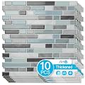 Art3d 10-Sheet Heavy-Duty Peel and Stick Backsplash, Waterproof Wall Tiles Stick on Kitchen Backsplash Living Space, Gray & Blue