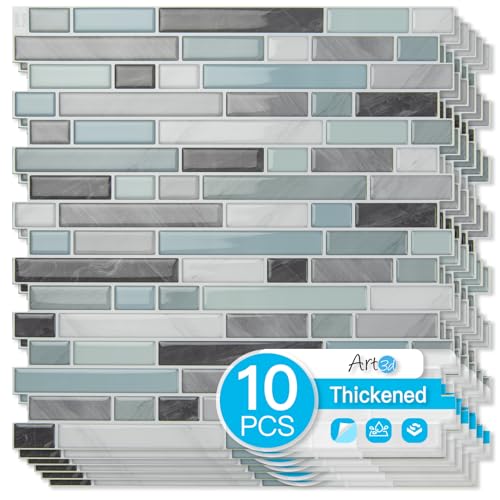 Art3d 10-Sheet Heavy-Duty Peel and Stick Backsplash, Waterproof Wall Tiles