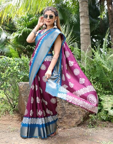 Image of Yashika Women's Dola jacquard Saree| Lightweight Digital Graphic Printed Saree for Women with Unstitched Blouse Piece