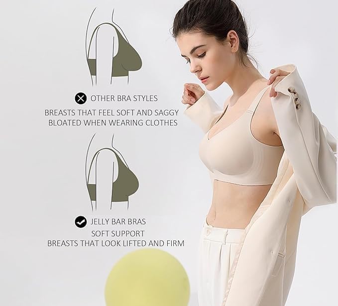 Jelly Bra for Womens Wire-Free Seamless Soft Comfort Full Coverage Push Up Wireless Bras - Image 3