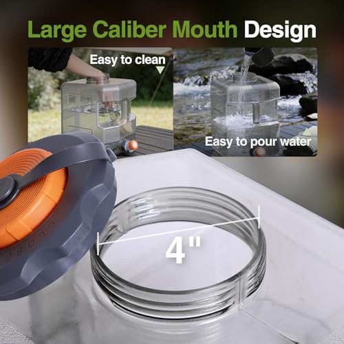 Contenedor de Agua RedSwing 5.3 Galones con Grifo, Tanque Portátil Libre de BPA para Camping, Senderismo y Viajes, Cubo Engrosado de Grado Alimenticio PC, Gris, 20L miniatura 5