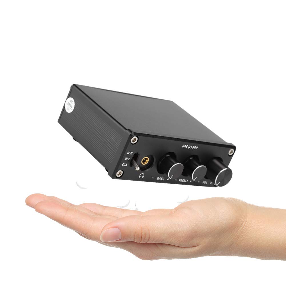 ASHATA Amplificateur de Casque Stéréo Portable, Décodeur Audio de Décodage DAC avec Amplificateur de Casque pour Casque 3,5 MM(Le Noir)
