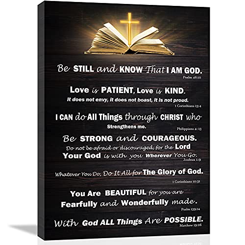 Christian Wall Art Decor Inspirational Bible Verses Poster Scripture Wall Art for Living Room Bedroom Bathroom Kitchen DÃ©cor Framed Wall Art Black and White Rustic God Says Jesus Canvas Print Art Christian Gift for Office Women Room Decoration Brown
