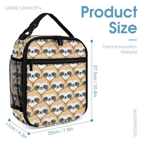 Sloth Backpack with Lunch Box & Pencil Case, 16 Inch Cute Sloths Themed Bookbag, Adjustable Lightweight Large Capacity, Colorful Daily Casual Backpacks Set with Lunch Bag4