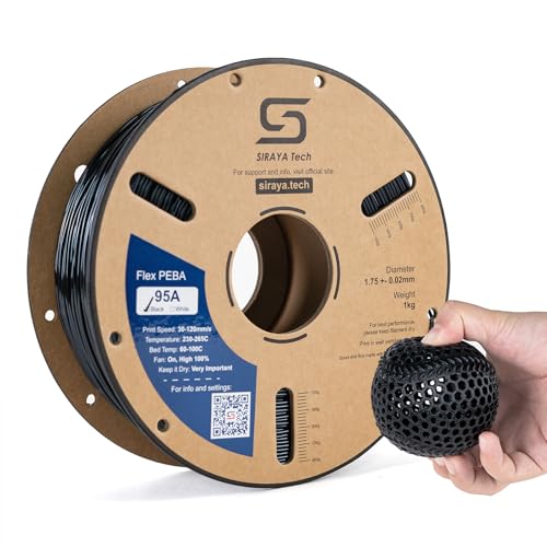 Siraya Tech Rebound PEBA 95A Flexible Filament The Super TPU | 78% Energy Return & 20% Lighter | Nylon-Based Strength for Sports & Robotics | 1.75mm 3D Printer Filament (Black 800g)
