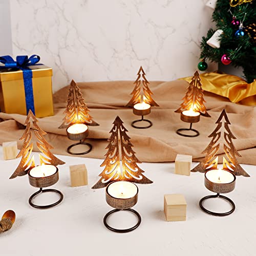 Forup 6 Pack Christmas Tree Tealight Candle Holders, Metal Christmas Tree Candle Holder For Christmas Home Party Table Mantel Decorations #TOP3