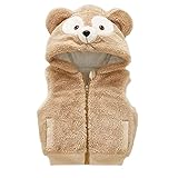 HIMOE ベスト もこもこ 子供用 ベビー服 フード付き 前開き 男の子 女の子 厚手 ベビー 防寒 赤ちゃん キッズ 冬服 可愛い クリスマス ハロウィン 誕生日（100cm,カーキ）