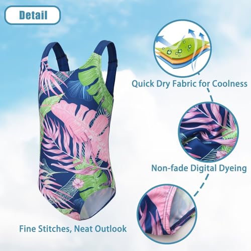 Image of Girls One Piece Swimsuits Tie Dye Bathing Suit for Girls Hawaiian Swimwear 3-16 Years