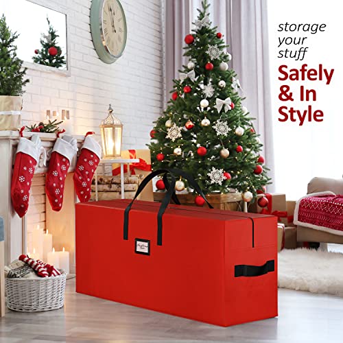 Large Christmas Tree Storage Bag, Fits Up To 9 Ft. Tall Disassembled Tree, 25" H X 20" W X 65" L, Waterproof, Heavy Duty 600D Oxford Material, (Red) #TOP5