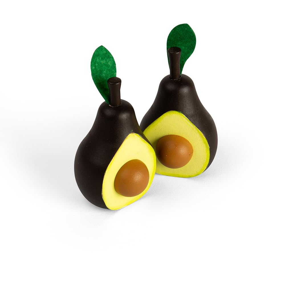 Bigjigs Toys Play Food Avocado - 2 Piece Wooden Avocados, Fruit Grocery Toy, Pretend Cooking Sets & Kitchen Accessories For Children, Made From Eco Friendly Wood, Age 18+ Months Old