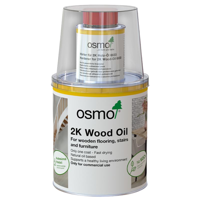 OSMO - 2K Wood Oil - One Coat Interior Oil with Hardener - Matte Finish (1.0 L, 6114 Graphite)