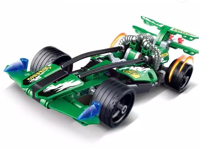 QQ Show Pull Back Car Toy Model Set - Green Chaser Seville | Building Blocks and Bricks Racing Model Set | Construction STEM Learning Kit for Kids | Age 6-12 Years | Non-Toxic & Safe