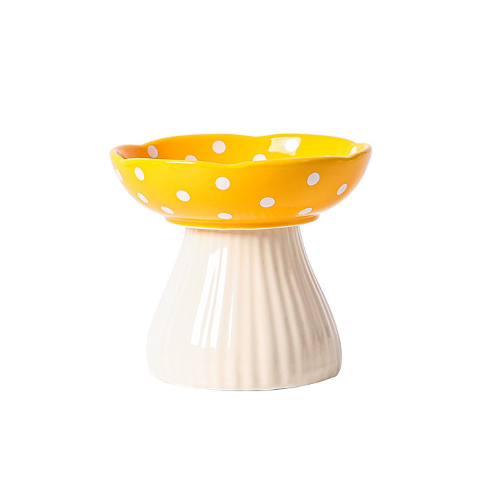 Miska dla zwierząt domowych, podwyższona ceramiczna miska dla zwierząt domowych, miska dla małego psa, miski na karmę wodną, podniesione miski dla kotów domowych, sucha/mokra karma (żółta)