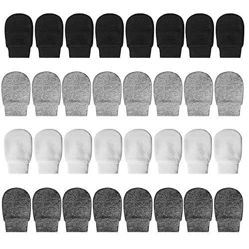 Image of Theshai 16 Pairs Newborn Baby Cotton Mittens, Soft No Scratch Mittens Unisex Baby Gloves Infant Toddler Mitts Set for 0-6 Months Baby Boys and Girls (4 Colors)