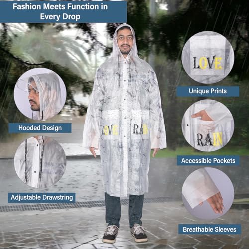 Image of Allextreme EVA Raincoats Transparent Reusable waterproof with Hood and Sleeves for Women Men Camping Rainy Season Travel