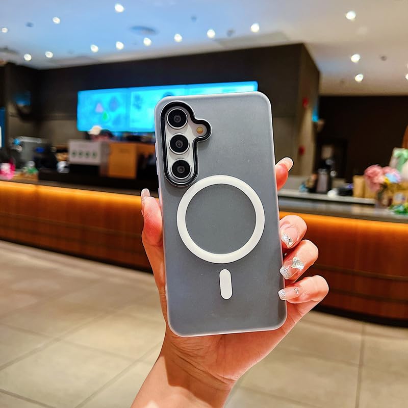 Image of LuxuryKase Magnetic Silicone Candy Case for Samsung Galaxy S24 | MagSafe Compatible | Slim Protective Case | Lightweight & Flexible | Wireless Charging | Soft Matte Finish - Black