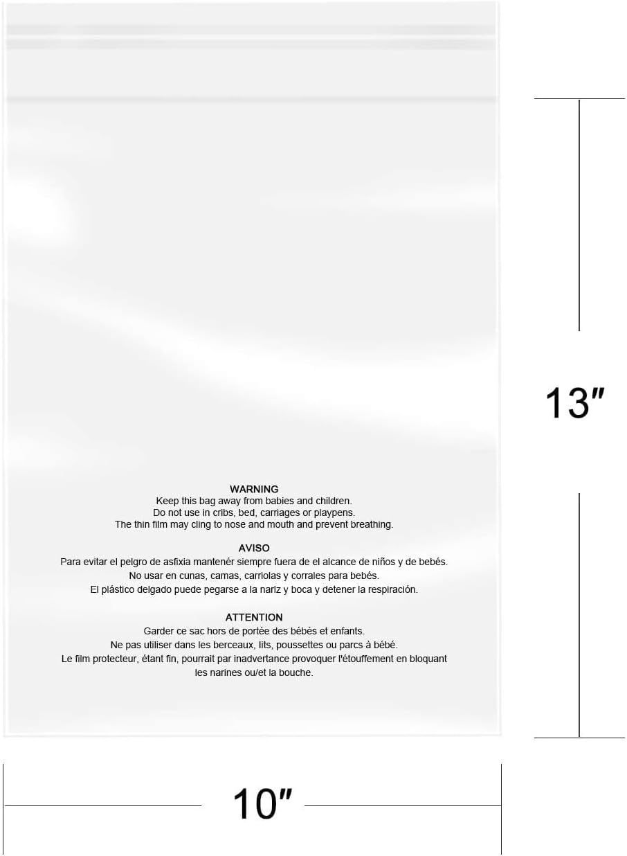 iMailer - 500 Count - 10" x 13" Clear Poly Bags with Suffocation Warning Bags for Prints, Photos, Documents, Clothing, T-Shirt - Resealable Adhesive - Image 2