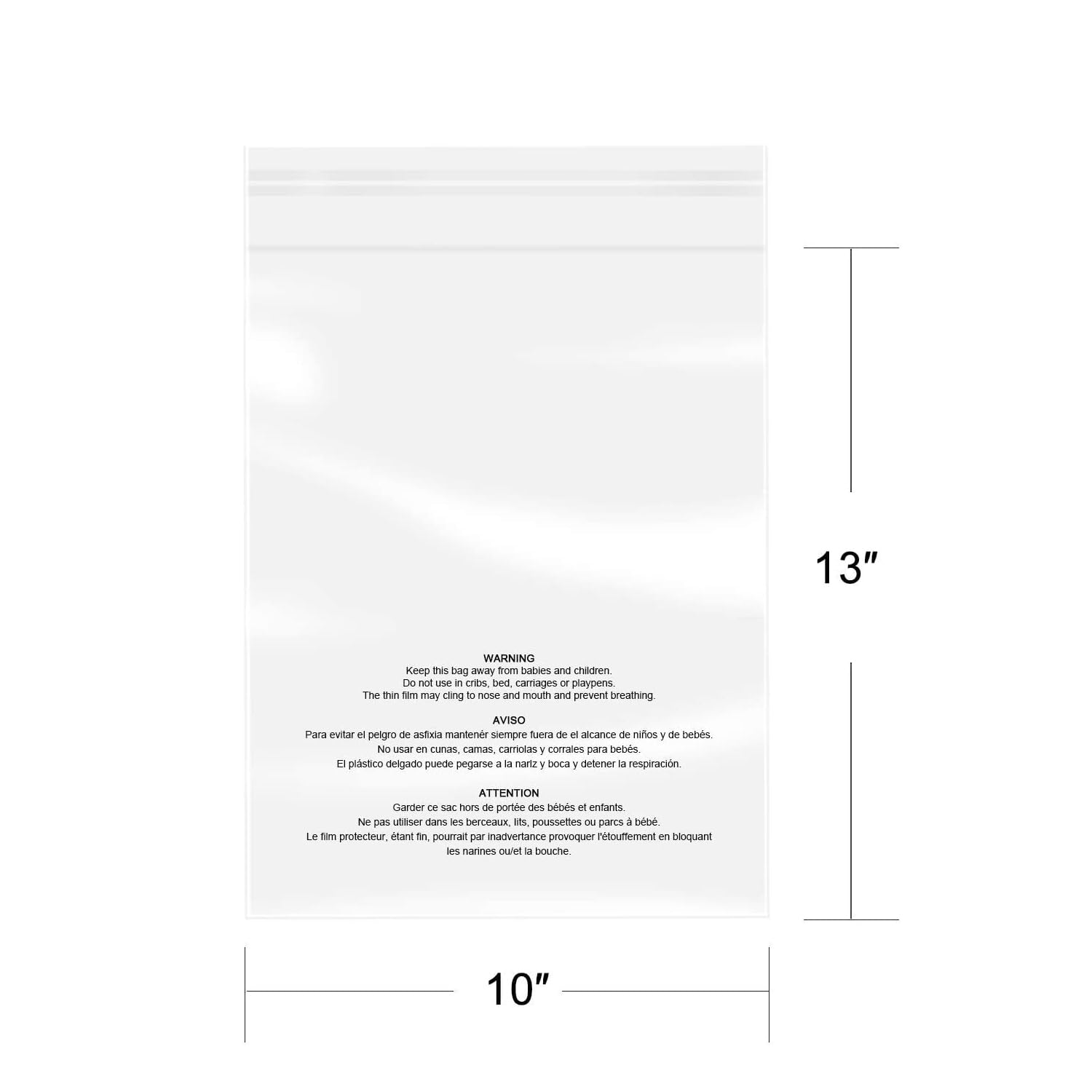 iMailer - 100 Count - 10" x 13" Clear Poly Bags with Suffocation Warning Bags for Prints, Photos, Documents, Clothing, T-Shirt - Resealable Adhesive - Image 2