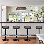 FUANGUI Bar Stool Covers Round Set of 2, Waterproof PU Seat Covers With Elastic Bands, Chair Covers Washable Cushion Slipcover for 12-15 Inch - Black - Image 2