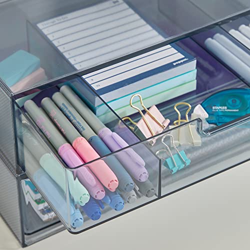 Stori 5146 Stax Plastic Stackable Organizer Drawers (Set Of 2) Classic Grey | 12.5 Inch Wide | Set Includes One Open Drawer & One Divided Drawer thumb #6