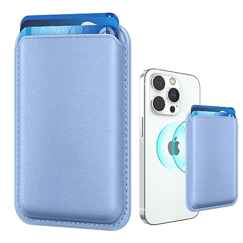 Amzone Cartera magnética para teléfono celular con Mag-Safe, cartera magnética de cuero RFID más fuerte para iPhone 15/14/13/12 y Pro/Promax, morado