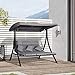 Outsunny Hollywoodschaukel 3-Sitzer, Schaukelbank mit Verstellbarem Sonnendach, Gartenschaukel mit Kissen, bis 270 kg Belastbar, Metall, Texteline, Grau, 200 x 115 x 168 cm
