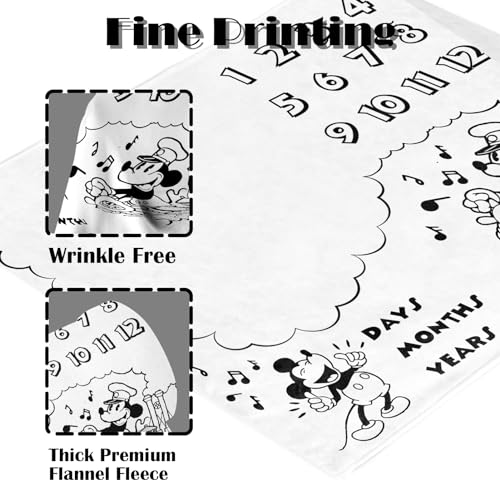 Image of Baby Monthly Milestone Photo Blanket - Made with Soft Polyester and Classic Black & White Color Matching HB01-1A