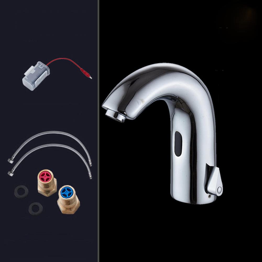 Miscelatore Automatico Caldo/Freddo con sensore a infrarossi per lavello, Rubinetto per Bagno Senza Contatto, Miscelatore Acqua Intelligente, Design igienico e a Risparmio energetico