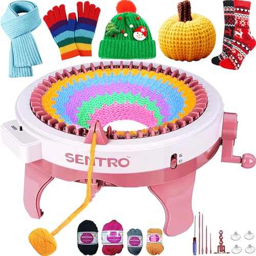 Sentro Knitting Machine 48 Needles Knitting Machine with Row Counter,Smart Automatic Knitting Loom Machine for Adults,Kids & Beginner,Circular Knitting Crochet Machine Kit for Hat,Scarf,Gloves,Sweater