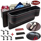 2 PCS Car Seat Crevice Storage Box with 5 Hooks Car Seat Gap Filler for Front Seat Organizer...