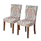 HomePop Parsons Classic Upholstered Accent Dining Chair, Set of 2, Colorful Paisley