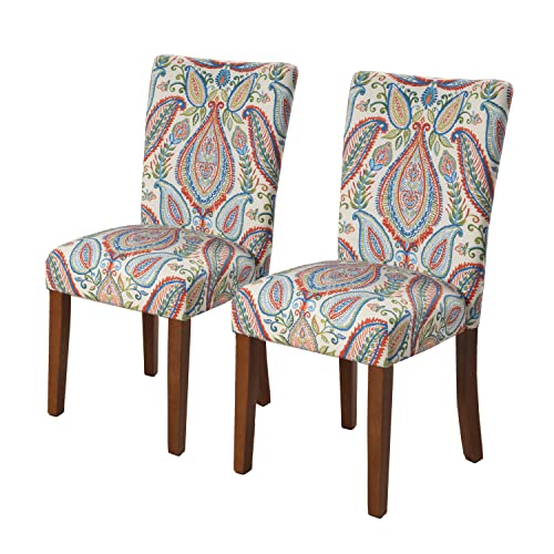 Image of HomePop Parsons Classic Upholstered Accent Dining Chair, Set of 2, Colorful Paisley
