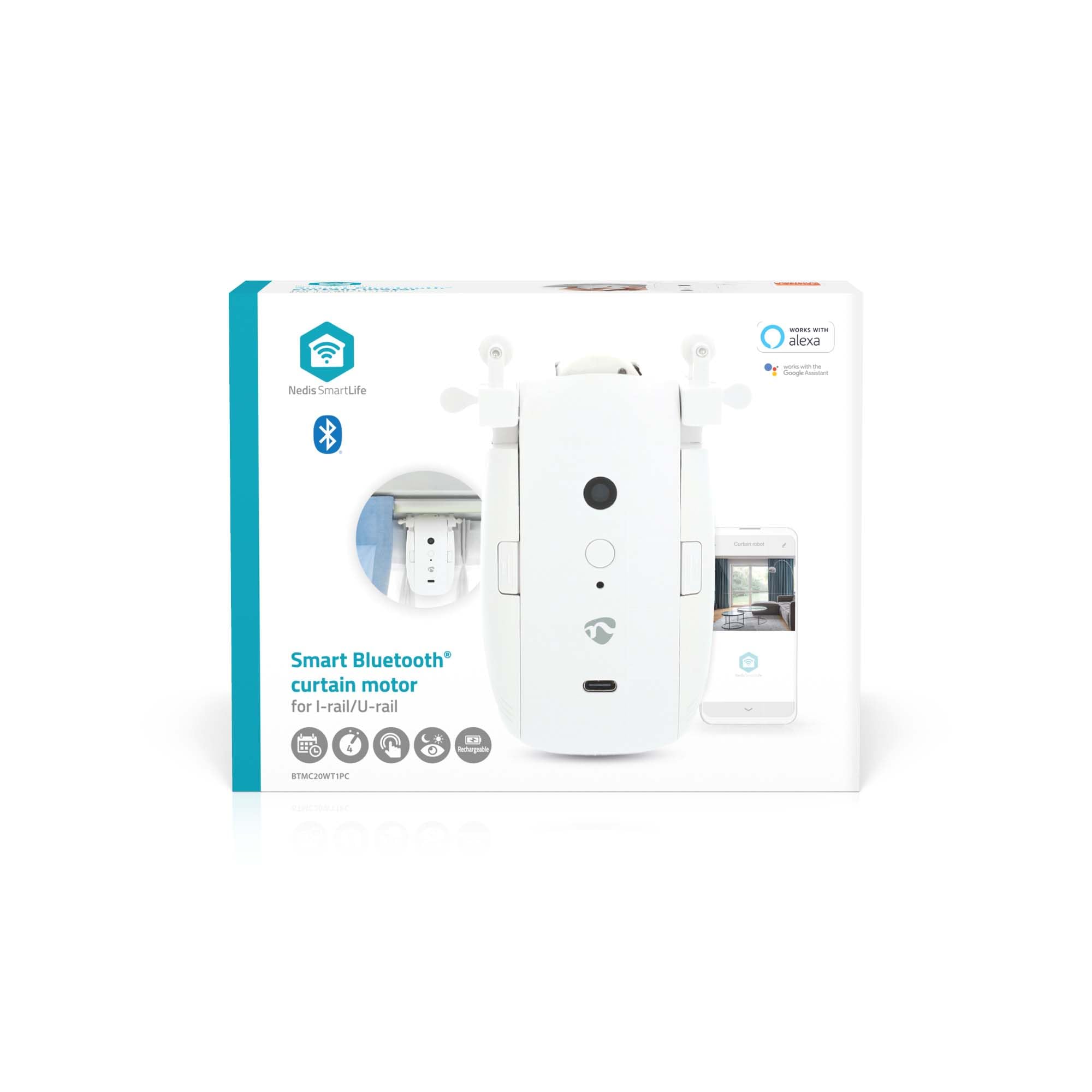 Slimme gordijnrobot | Nedis (U/I rails, Batterij gevoed, Bluetooth, Wit Slimme gordijnrobot | Nedis (U/I rails, Batterij gevoed, Bluetooth, Wit