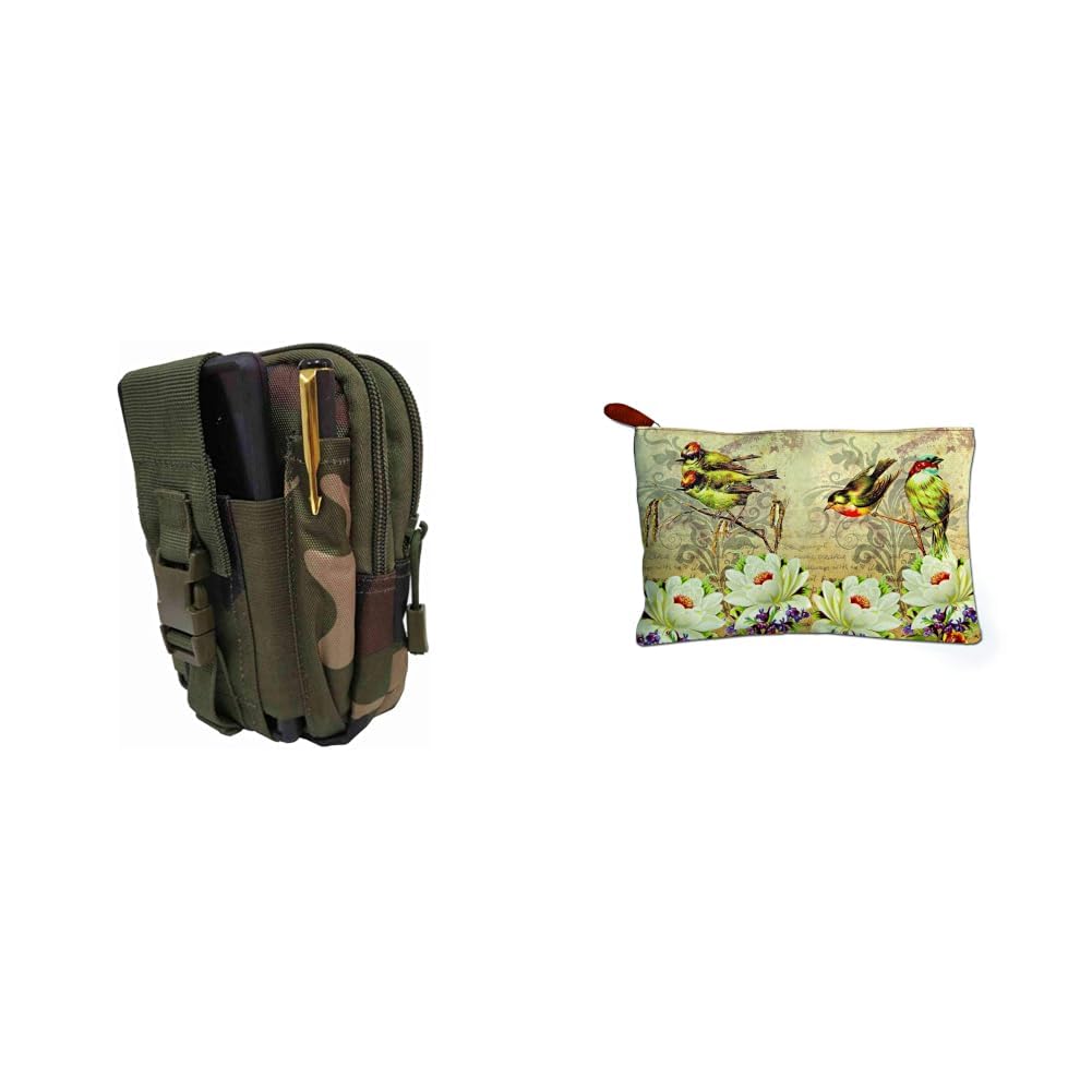 Men's Canvas Tactical Army Print Design Gadget Travel Zipper Waist Pouch + Multipurpose Canvas Pouch Bag for Travel Kit Utility Gadgets Makeup Accessories etc.-image-26