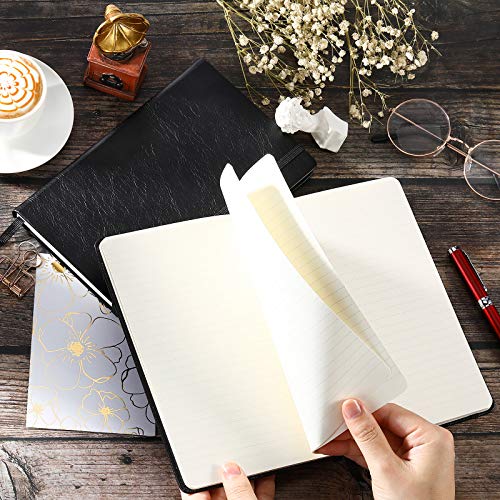 Ruled-NotebookJournal-Lined-Journal-with-Inner-Pocket-54-x-83-Premium-Thick-Paper-Faux-Leather-Classic-Writing-Notebook-Black-Hard-Cover-Perfect-for-School-Office-Home