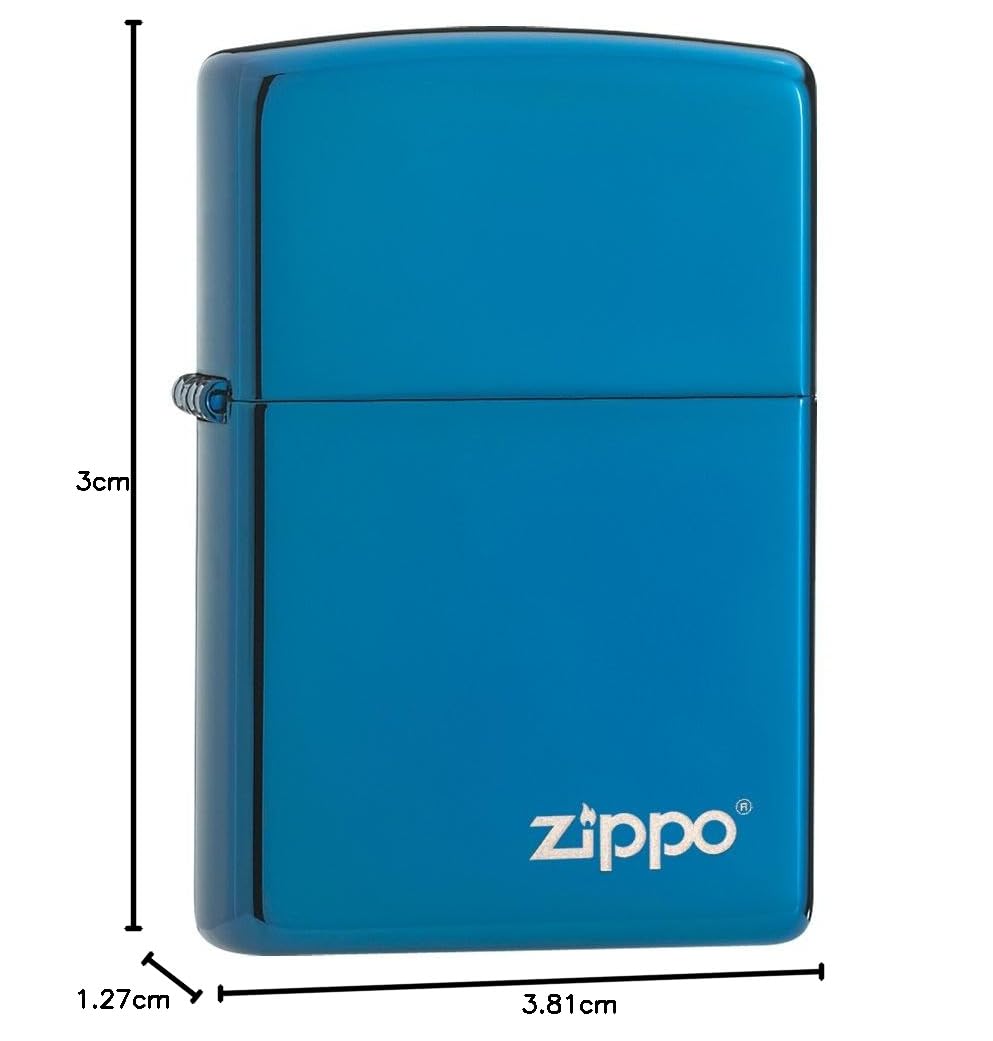 Zippo Zapalniczka Sztormowa, Niebieska o Połysku, Logo, Grawer Laserowy, Model Podstawowy, do Napełniania, Wielokrotnego Użytku, Odporna na Wiatr, Pudełko Prezentowe, Wyprod. w USA