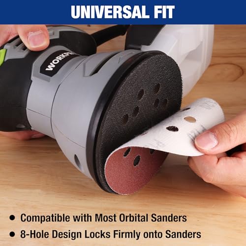 Image of WORKPRO 50-Piece Sanding Discs Set - 5-Inch 8-Hole Sandpaper 5 Grades Include 60, 80, 120, 240, 320 Grits for Random Orbital Sander(Not for Oscillating Tools or Mouse Sander)