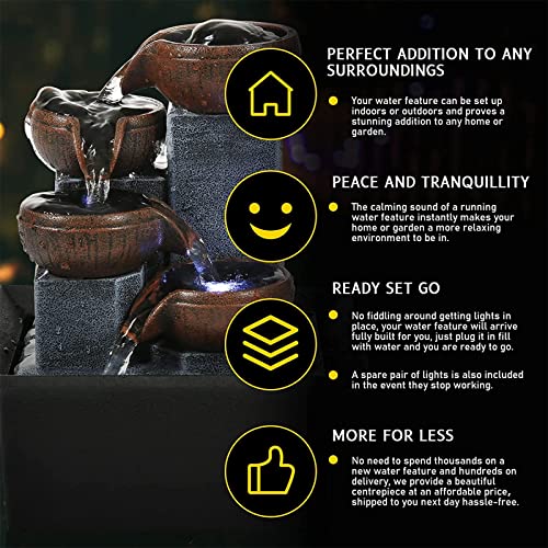 Small Tabletop Waterfall Fountain Zen Meditation Fountain Indoor Desktop Water Fountain with LED Light and Natural River Rocks for Office Home Bedroom - Image 4
