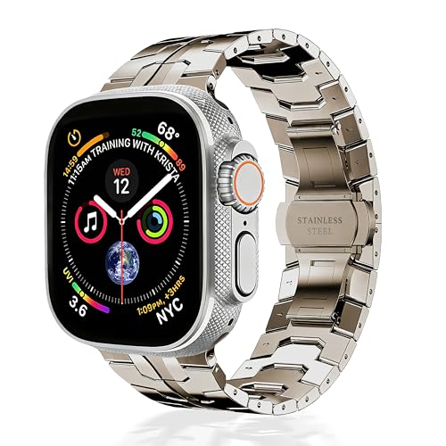 U191U Starlight Silver Metal Band Compatible with Apple Watch 38/40/41/42mm