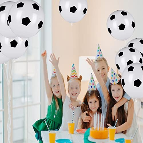 24 pieces Football Balloons,12 inch Sport Balloon,Black White Soccer Balloons for 2022 World Cup Football Party Kids Sport Theme Birthday Party Decorations